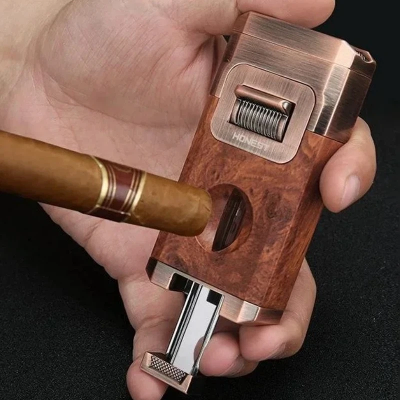 2025 New Deluxe Cigar Lighter with V Shape Knife Cigar Holder Dual Nozzle Flame Butane Refillable Torch Lighter Smoker Gift
2025 New Deluxe Cigar Lighter with V Shape Knife Cigar Holder Dual Nozzle Flame Butane Refillable Torch Lighter Smoker Gift
