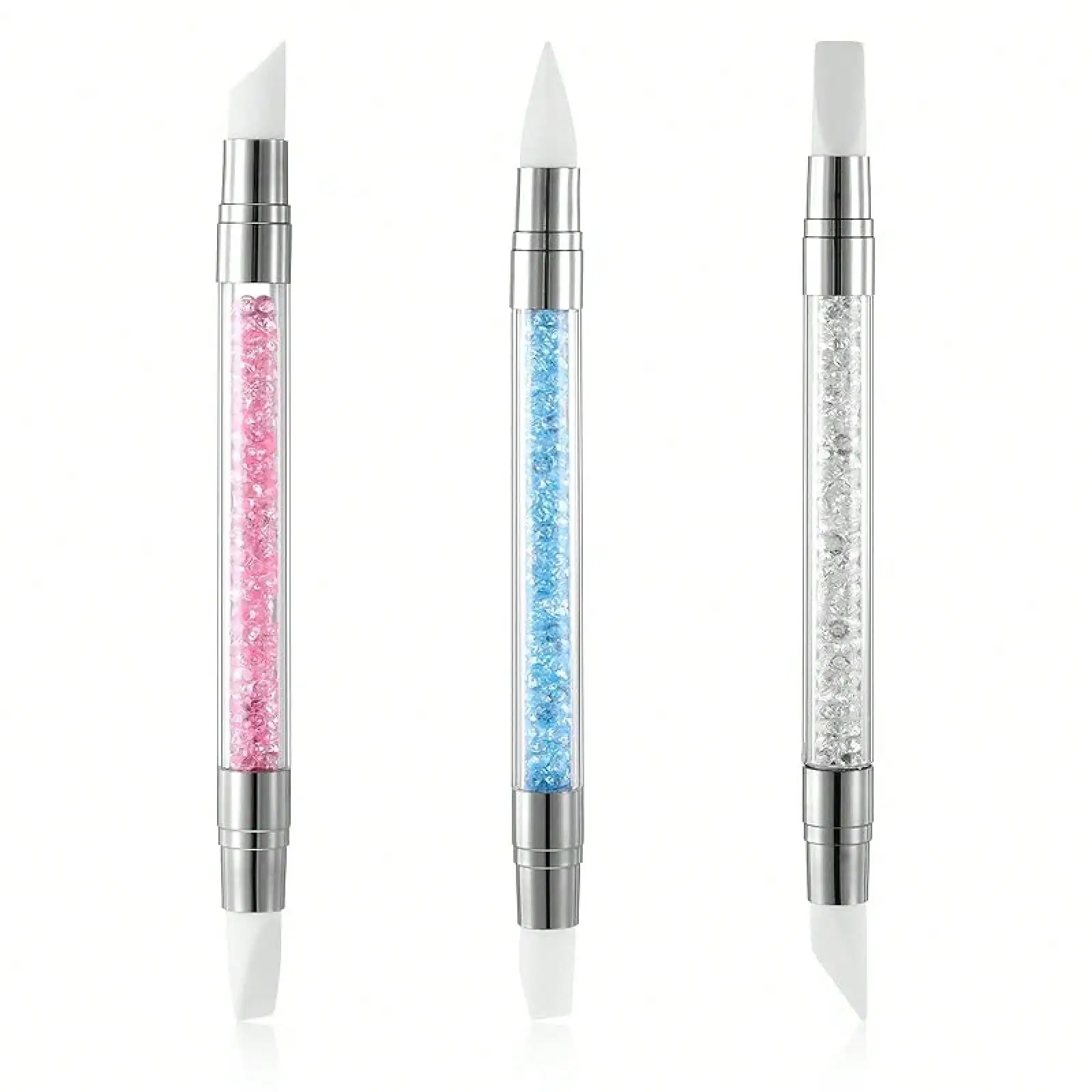 3Pcs Dual Tipped Silicone Nail Sculpture Pens, Acrylic Handle Nail Art Carving Tools for Home Salon Manicure
3Pcs Dual Tipped Silicone Nail Sculpture Pens, Acrylic Handle Nail Art Carving Tools for Home Salon Manicure