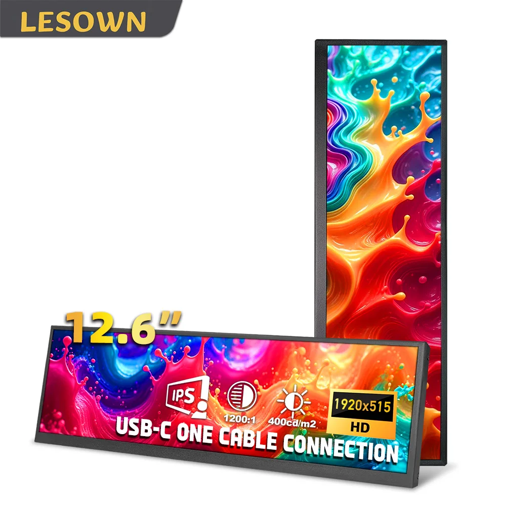 LESOWN Rectangular Display 12.6" Ultra-Portable Touch Monitor 1920x515 IPS LCD Sidebar Display for PC/Laptop/Gaming/Raspberry Pi
LESOWN Rectangular Display 12.6" Ultra-Portable Touch Monitor 1920x515 IPS LCD Sidebar Display for PC/Laptop/Gaming/Raspberry Pi