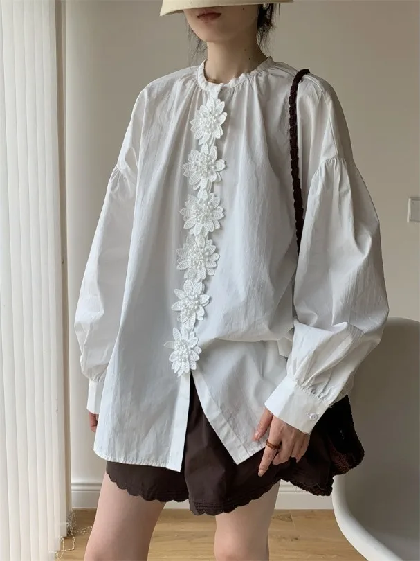 Свободная женская хлопковая рубашка с круглым вырезом и рукавами-фонариками, летняя новинка, повседневный стиль, с 3D-вышивкой цветов, комфортная на ощупь
Свободная женская хлопковая рубашка с круглым вырезом и рукавами-фонариками, летняя новинка, повседневный стиль, с 3D-вышивкой цветов, комфортная на ощупь