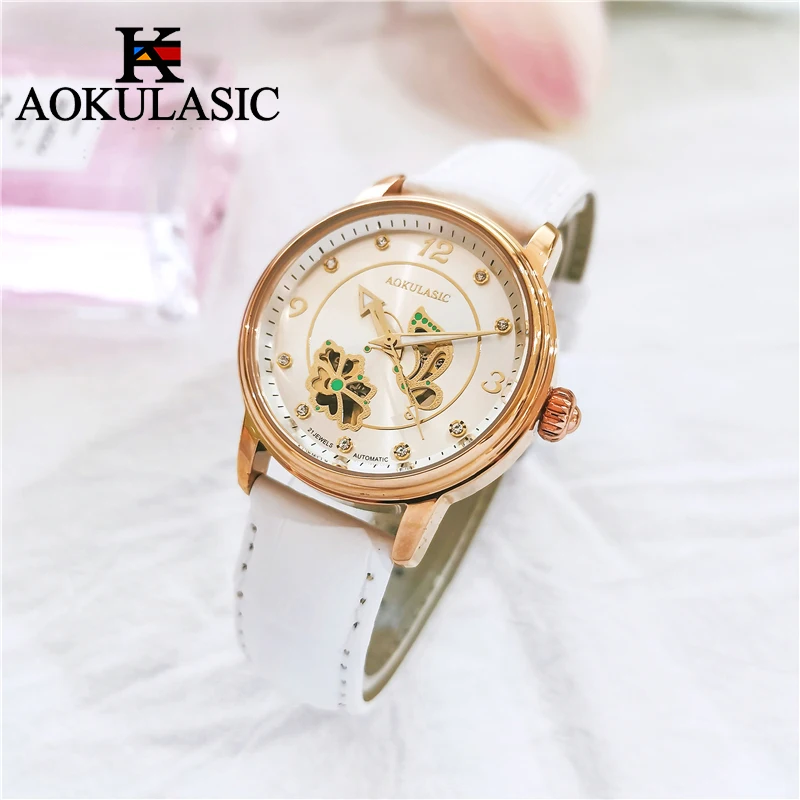 AOKULASIC Lady Luminous Automatic Watch Female Diamond Wristwatch Leather Waterproof Women Mechanical Watches Clock Reloj Mujer
AOKULASIC Lady Luminous Automatic Watch Female Diamond Wristwatch Leather Waterproof Women Mechanical Watches Clock Reloj Mujer