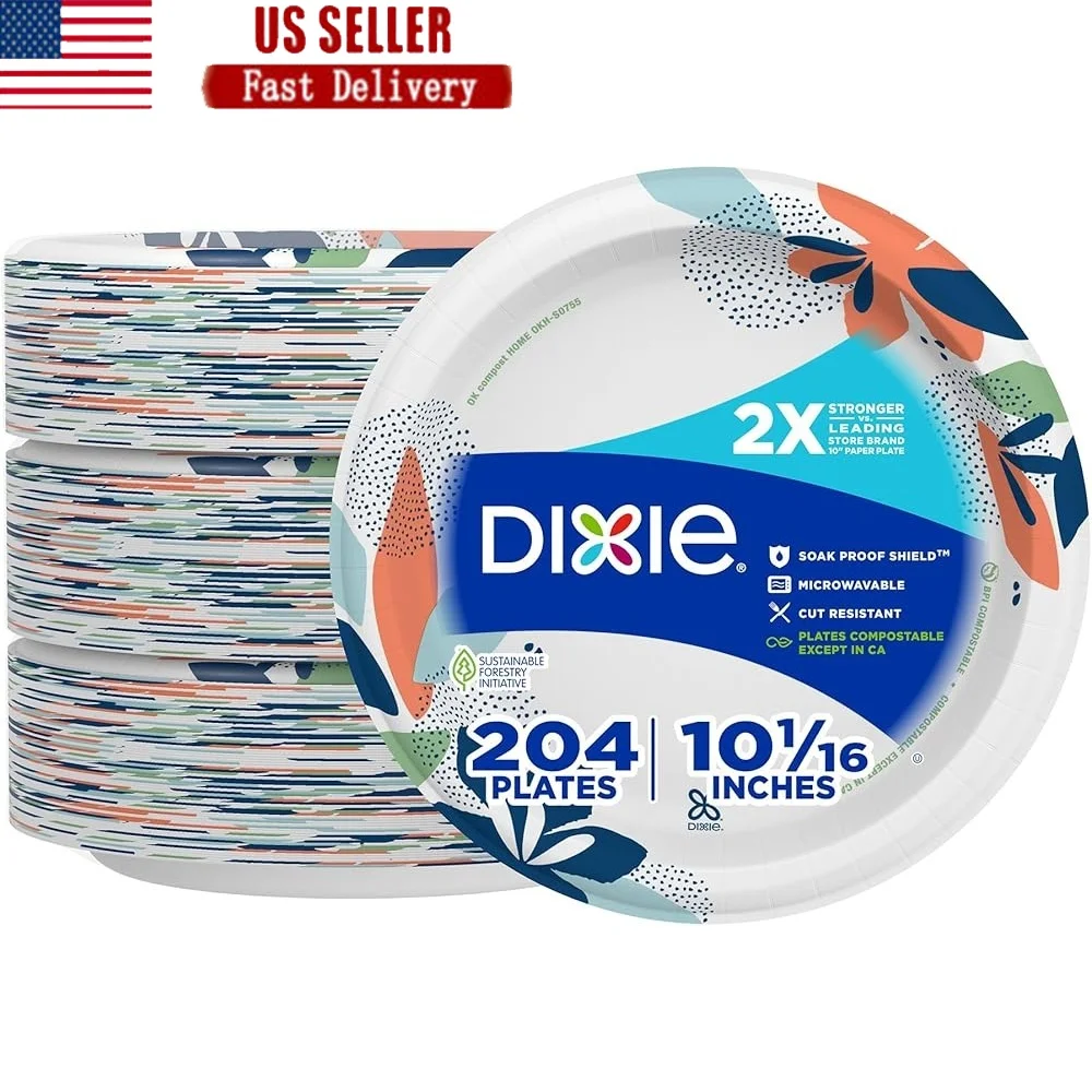 Большие одноразовые бумажные тарелки, 10 дюймов, 204 шт., безопасные для микроволновой печи, защищенные от запотевания, устойчивые к порезам, прочные тарелки для вечеринки, пикника, повседневного использования
Большие одноразовые бумажные тарелки, 10 дюймов, 204 шт., безопасные для микроволновой печи, защищенные от запотевания, устойчивые к порезам, прочные тарелки для вечеринки, пикника, повседневного использования