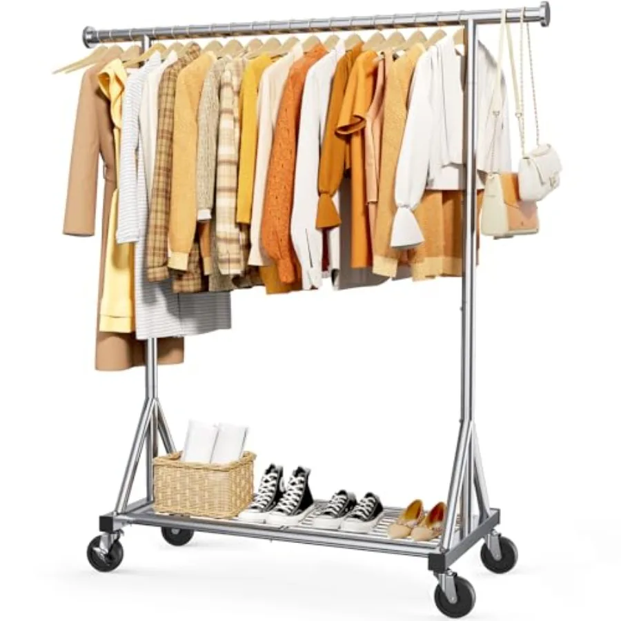 Heavy Duty Stainless Steel Rolling Clothes Rack with Mesh Shelf Lockable Wheels and Anti-Slip Stoppers Large Capacity Clothing
Heavy Duty Stainless Steel Rolling Clothes Rack with Mesh Shelf Lockable Wheels and Anti-Slip Stoppers Large Capacity Clothing