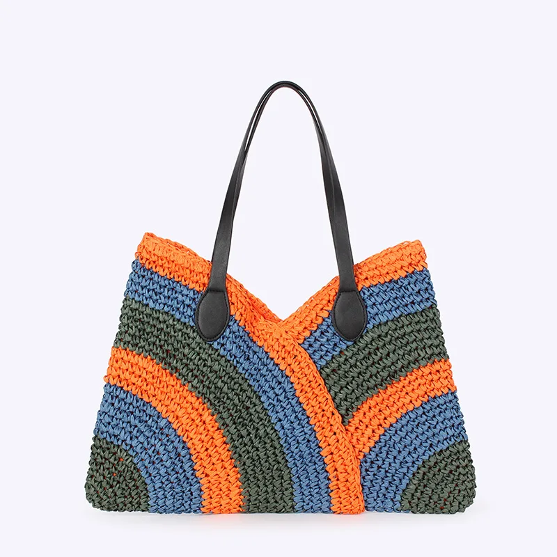 Simple and Versatile Women's Bag Handmade Woven Colorful Splicing Summer Beach Handbag
Simple and Versatile Women's Bag Handmade Woven Colorful Splicing Summer Beach Handbag