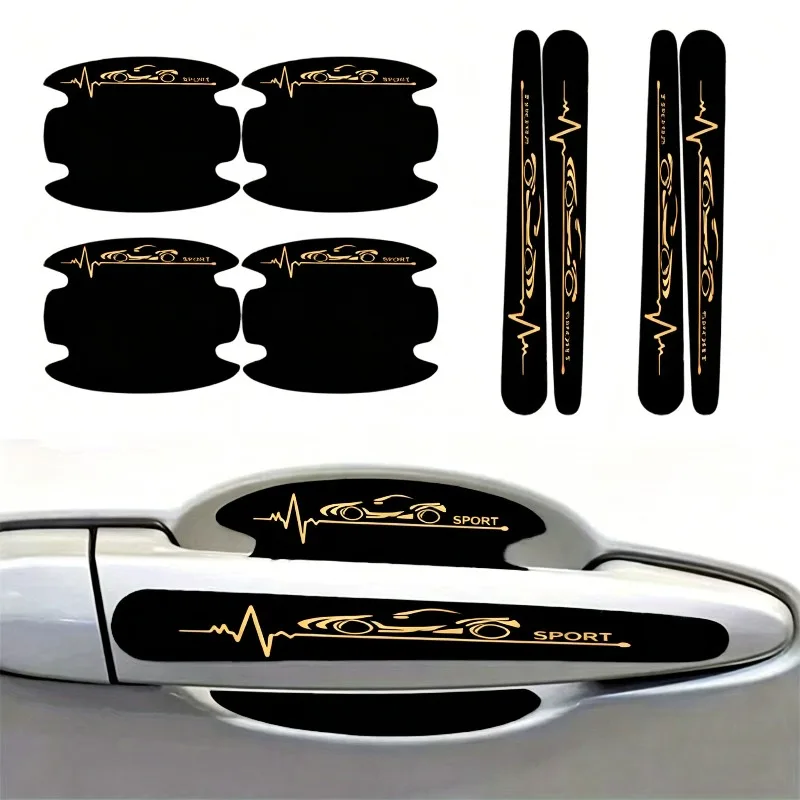 8Pcs/Set Heartbeat Line Door Handle Anti-Scratch Stickers, Black Base Gold Print Waterproof Exterior Decals
8Pcs/Set Heartbeat Line Door Handle Anti-Scratch Stickers, Black Base Gold Print Waterproof Exterior Decals