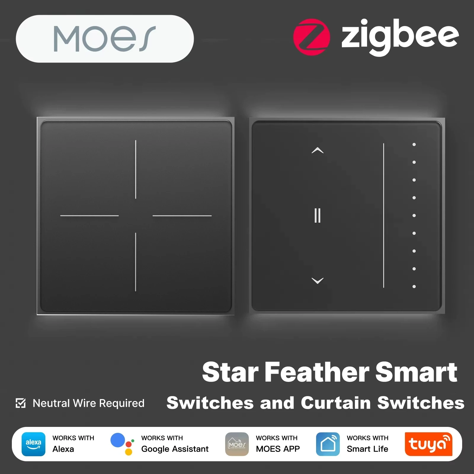 Zigbee Smart Touch AG Glass Switch Tuya Smart Curtain Switch MOES Star Feather Series Work with Alexa Google Home
Zigbee Smart Touch AG Glass Switch Tuya Smart Curtain Switch MOES Star Feather Series Work with Alexa Google Home