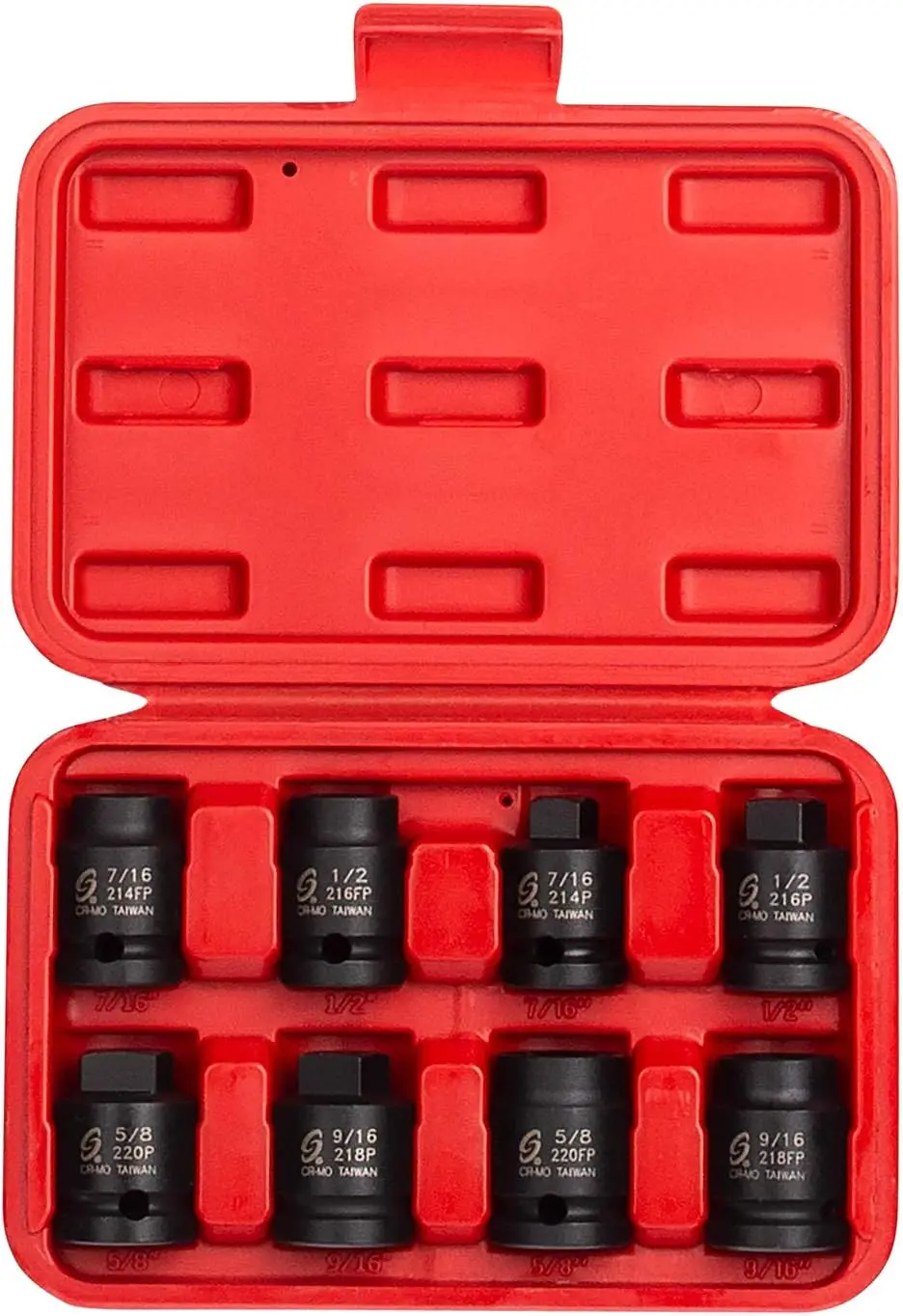 8-Piece Heavy Duty Socket Set, 1/2-Inch Drive, SAE 7/16'' to 5/8'', CR-MO Steel with Storage Case
8-Piece Heavy Duty Socket Set, 1/2-Inch Drive, SAE 7/16'' to 5/8'', CR-MO Steel with Storage Case
