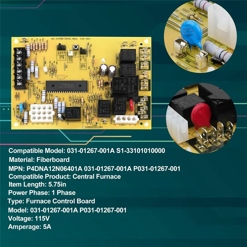 ABMR-S1-33103010000 Furnace Control Board Compatible With 031-01267-001A Integrated Furnace Control Board For 50A56-956/242 
ABMR-S1-33103010000 Furnace Control Board Compatible With 031-01267-001A Integrated Furnace Control Board For 50A56-956/242