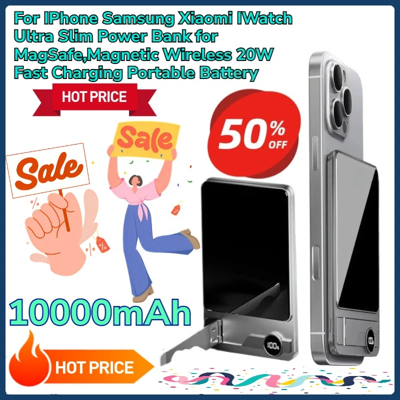 For IPhone Samsung Xiaomi IWatch10000mAh Ultra Slim Power Bank for MagSafe Magnetic Wireless 20W Fast Charging Portable Battery
For IPhone Samsung Xiaomi IWatch10000mAh Ultra Slim Power Bank for MagSafe Magnetic Wireless 20W Fast Charging Portable Battery