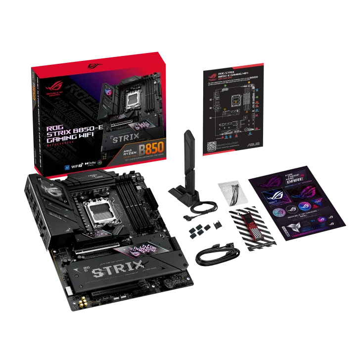 AS-US ROG STRIX B850-E Gaming WIFI ATX Desktop Motherboard AMD B850 DDR5 RAM PCIe 5.0 M.2 SATA Hard Drive 7th Gen WIFI