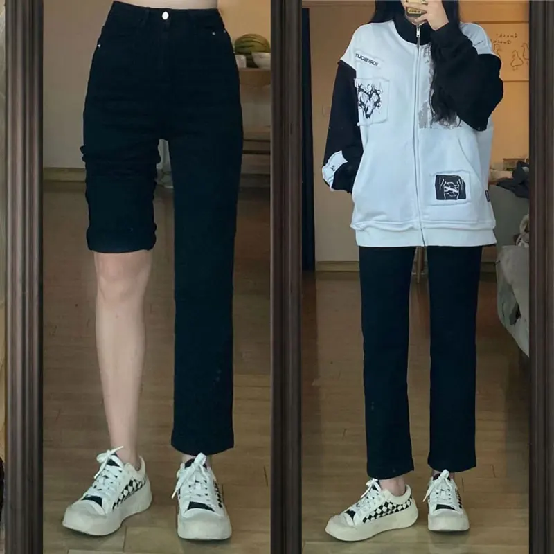 Прямые джинсы с высокой талией, женские утягивающие брюки больших размеров, весенние новые брюки-трубы с девятью очками, хлопковые эластичные брюки...
Прямые джинсы с высокой талией, женские утягивающие брюки больших размеров, весенние новые брюки-трубы с девятью очками, хлопковые эластичные брюки...