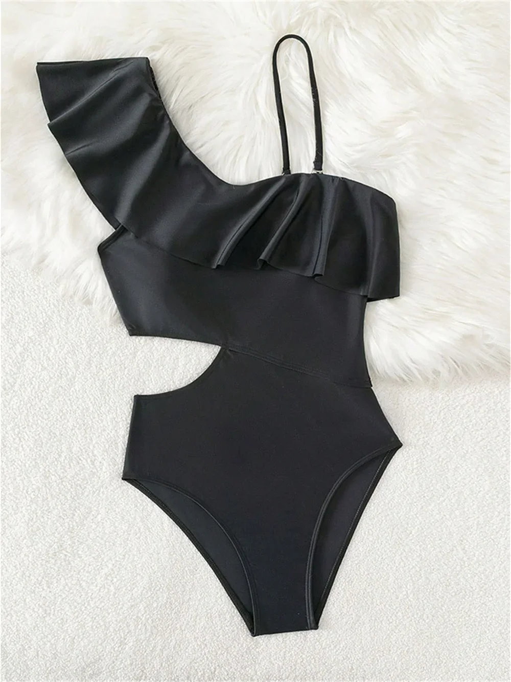 Sexy Ruffled Bikini Hollow Out Black Swimsuit Women Bikinis Sets Irregular Design Vacation Swimwears Beach Bathing Swimming Suit
Sexy Ruffled Bikini Hollow Out Black Swimsuit Women Bikinis Sets Irregular Design Vacation Swimwears Beach Bathing Swimming Suit