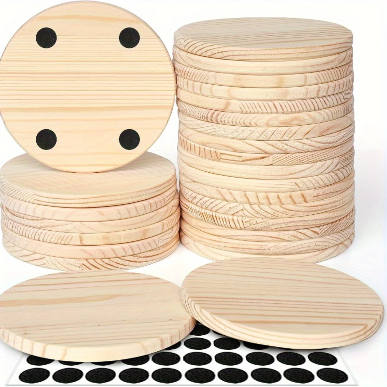 12-Piece Diy Wooden Coasters - Blank, Paintable & Heat-Resistant With Anti-Slip Silicone Bottoms For Decor And Kitchen Use Mat
12-Piece Diy Wooden Coasters - Blank, Paintable & Heat-Resistant With Anti-Slip Silicone Bottoms For Decor And Kitchen Use Mat