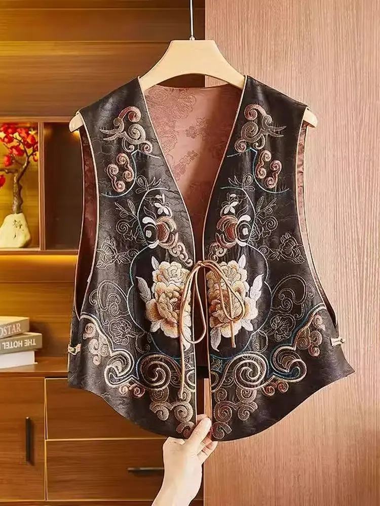 Elegant Embroidered Vest Women's Outerwear Spring Autumn Middle-Aged Mommy Belted Chinese Style Fashionable Warm Short Coat
Elegant Embroidered Vest Women's Outerwear Spring Autumn Middle-Aged Mommy Belted Chinese Style Fashionable Warm Short Coat
