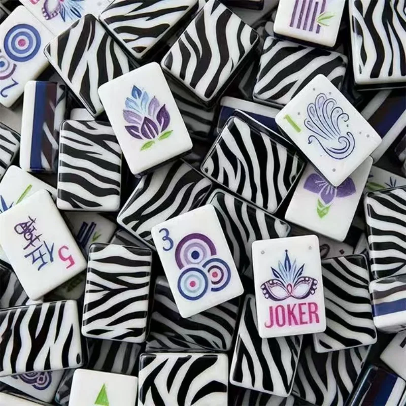 Zebra Stripe American Mahjong Set, Portable 4-Layer Hand Play Tiles with Inner Printed Pattern
Zebra Stripe American Mahjong Set, Portable 4-Layer Hand Play Tiles with Inner Printed Pattern