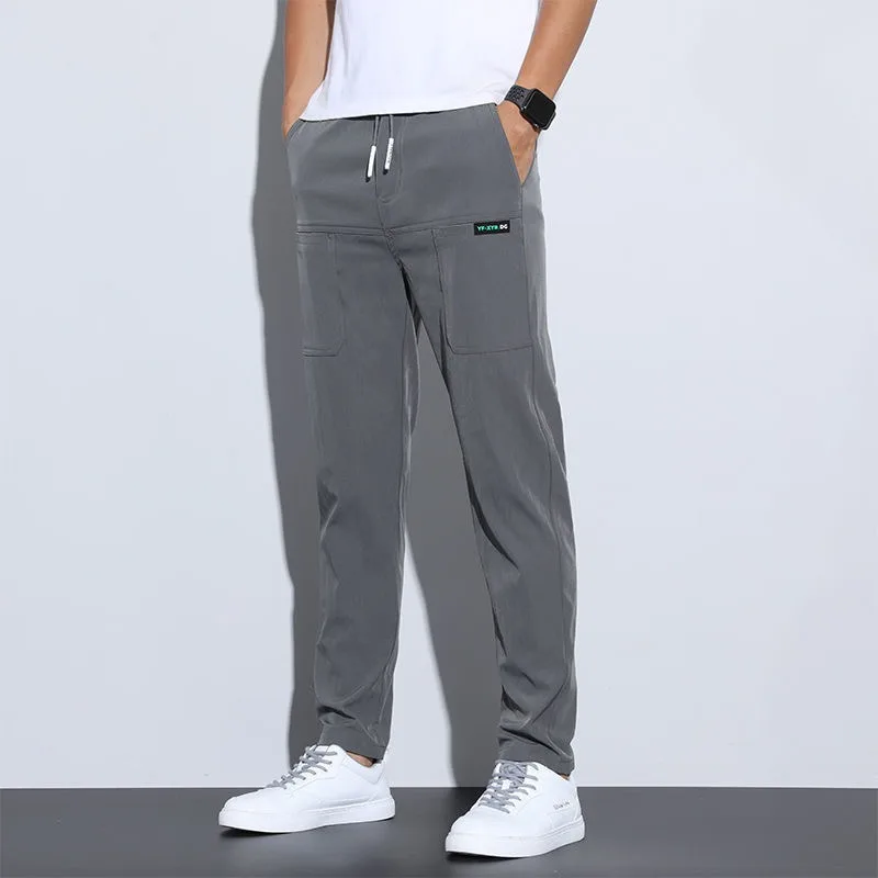 Мужские летние тонкие повседневные брюки из ледяного шелка Qui Dry, свободная рабочая одежда, длинные брюки, дышащие, модные, прямые брюки
Мужские летние тонкие повседневные брюки из ледяного шелка Qui Dry, свободная рабочая одежда, длинные брюки, дышащие, модные, прямые брюки