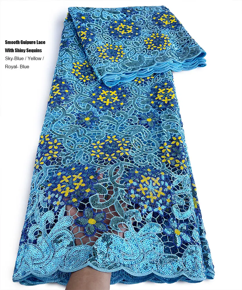 Smooth Guipure Lace with Sequins Shiny Embroidery African Cord Lace Cupion Fabric Fashionable Modern Traditional Occasional Wear
Smooth Guipure Lace with Sequins Shiny Embroidery African Cord Lace Cupion Fabric Fashionable Modern Traditional Occasional Wear