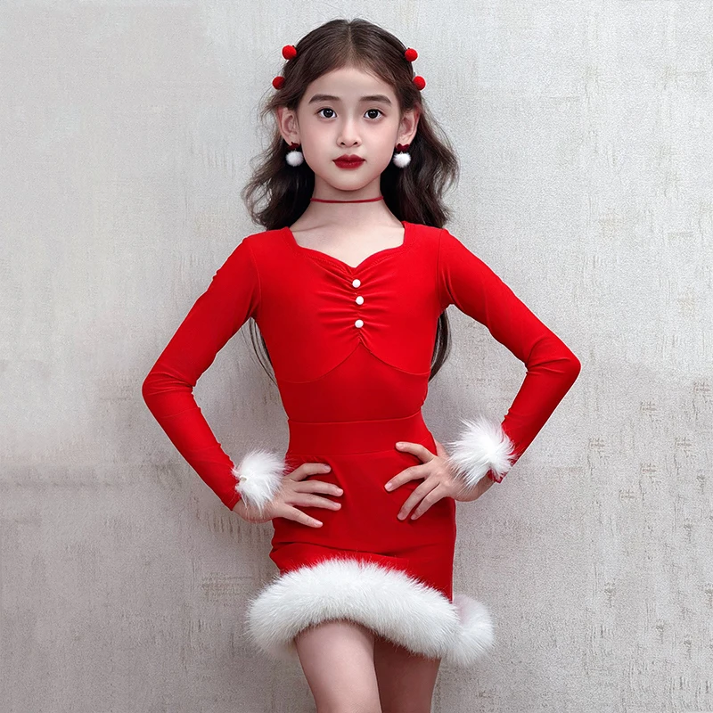 Girls Red Latin Dance Dress Autumn Winter Latin Dance Competition Clothes Long Sleeves Practice Clothing Feather Dress DNV25229
Girls Red Latin Dance Dress Autumn Winter Latin Dance Competition Clothes Long Sleeves Practice Clothing Feather Dress DNV25229