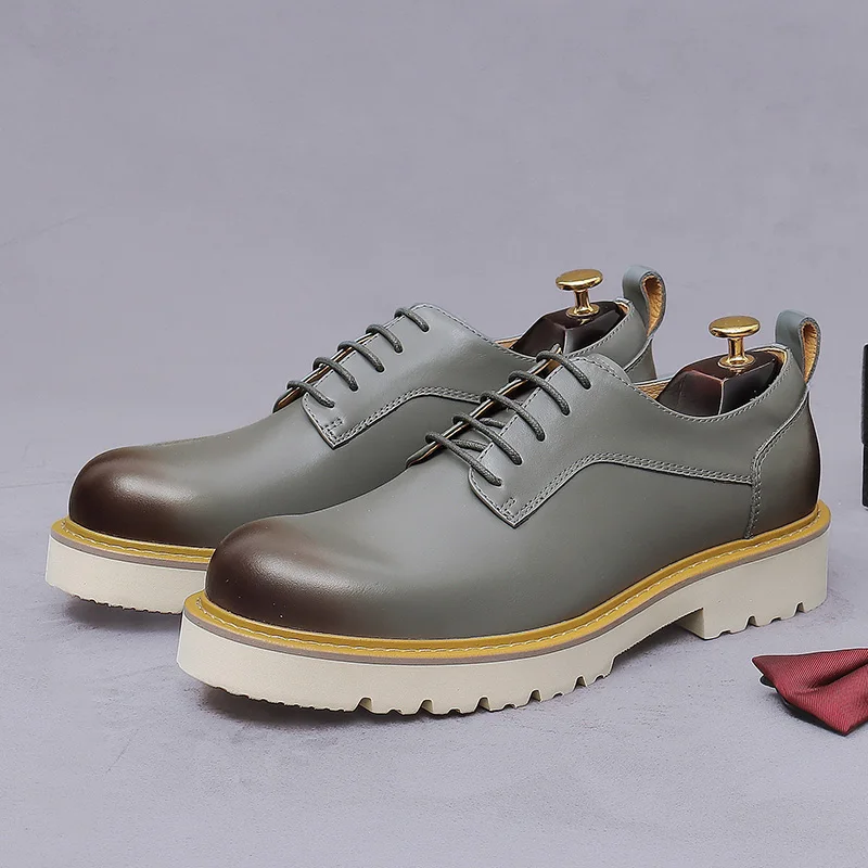 Men's Round-toe Derby Leather Shoes British Style Color-blocked Genuine Leather Business Formal Thick Soles Casual Footwear
Men's Round-toe Derby Leather Shoes British Style Color-blocked Genuine Leather Business Formal Thick Soles Casual Footwear