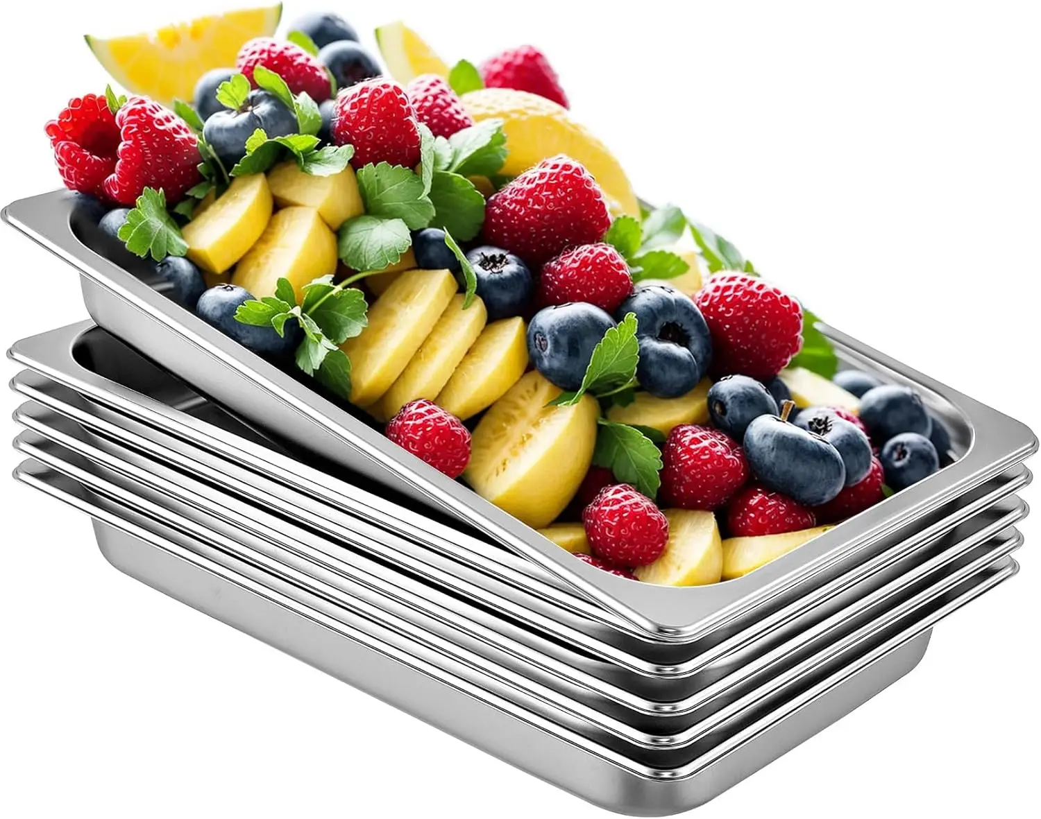 Набор из 6 глубоких противней из нержавеющей стали для пароварки, 2,5 дюйма, для дома, ресторанов и шведских столов
Набор из 6 глубоких противней из нержавеющей стали для пароварки, 2,5 дюйма, для дома, ресторанов и шведских столов