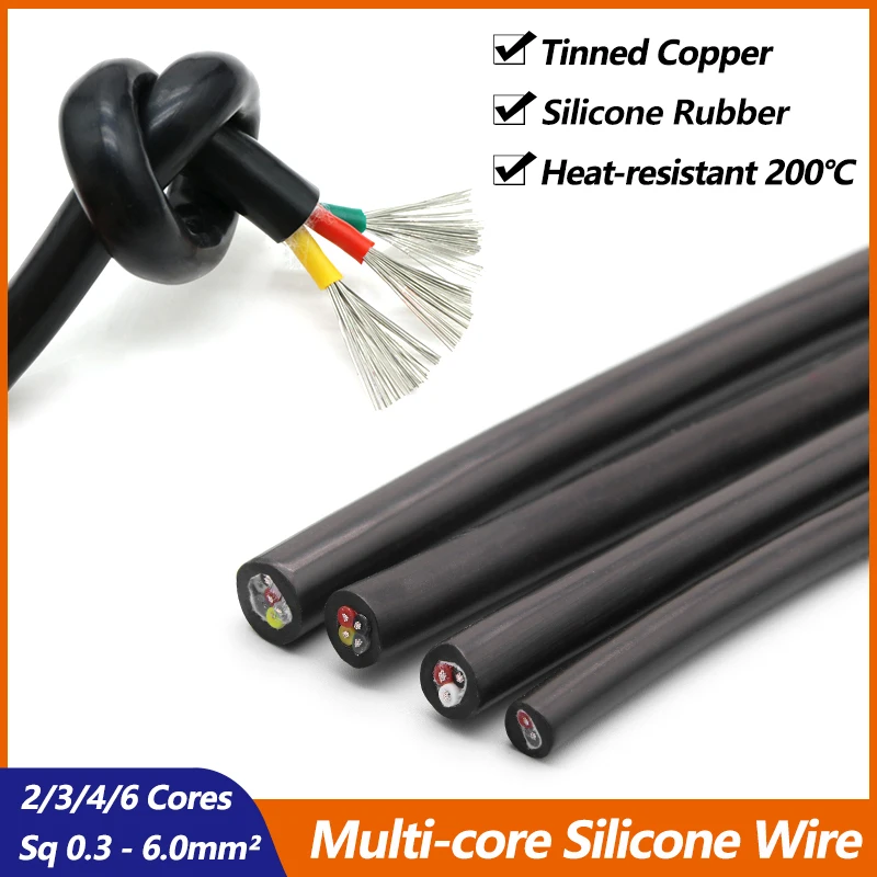 Heat-resistant Silicone Rubber Wire Square 0.3/0.5/0.75/1/1.5/2/2.5/4/6mm Flexible Multi-core 2 3 4 6 Cores Tinned Copper Cable
Heat-resistant Silicone Rubber Wire Square 0.3/0.5/0.75/1/1.5/2/2.5/4/6mm Flexible Multi-core 2 3 4 6 Cores Tinned Copper Cable