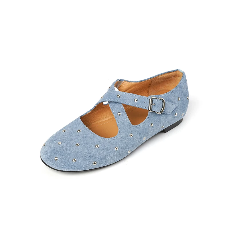 Fashion Minimalist Mary Jane Shoes Flat Heel 1cm Round Toe Cross Strap Studded Buckle Suede Rubber Sole Chestnut Sky Blue
Fashion Minimalist Mary Jane Shoes Flat Heel 1cm Round Toe Cross Strap Studded Buckle Suede Rubber Sole Chestnut Sky Blue