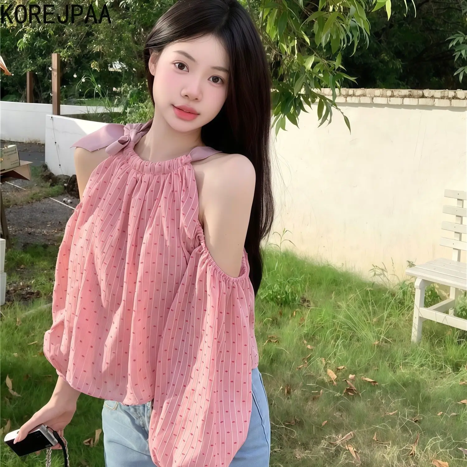 Korejpaa Gentle Women Blouse Elegant Round Neck Off Shoulder Bow Shirts Korean Fashion Clothing Sweet Printed Long Sleeve Top
Korejpaa Gentle Women Blouse Elegant Round Neck Off Shoulder Bow Shirts Korean Fashion Clothing Sweet Printed Long Sleeve Top