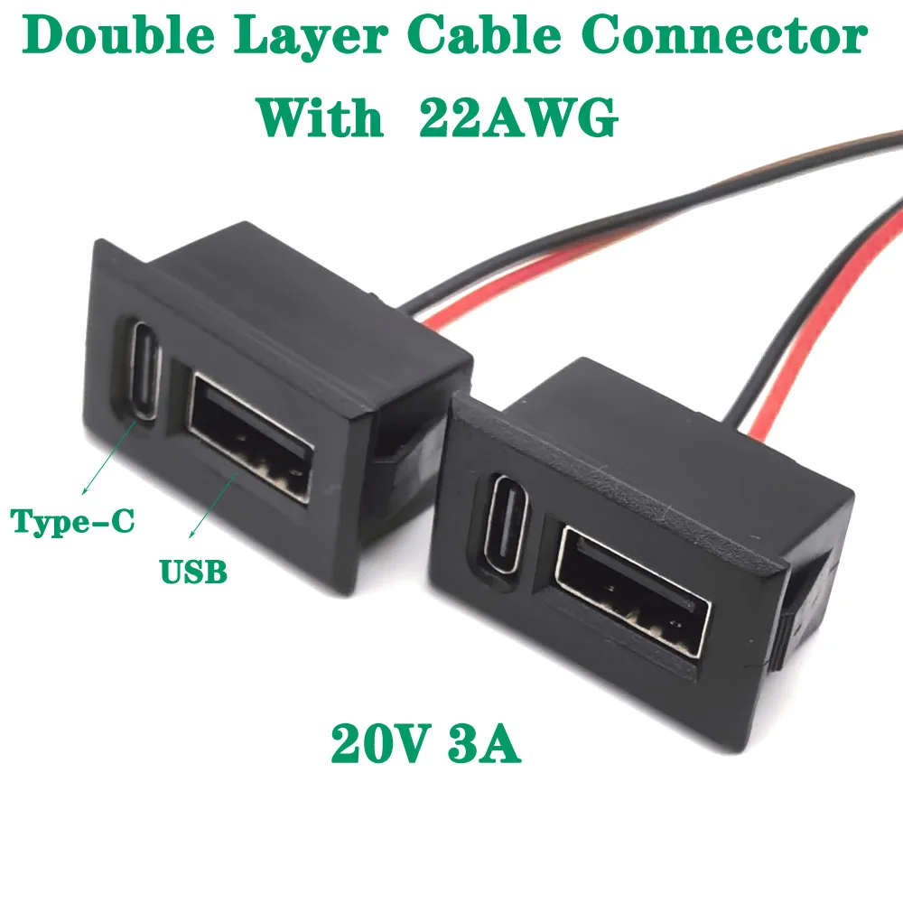 Double layer USB female base type-c socket a female USB lamp charging socket power socket with 22AWG SM 2.54mm cable connector
Double layer USB female base type-c socket a female USB lamp charging socket power socket with 22AWG SM 2.54mm cable connector