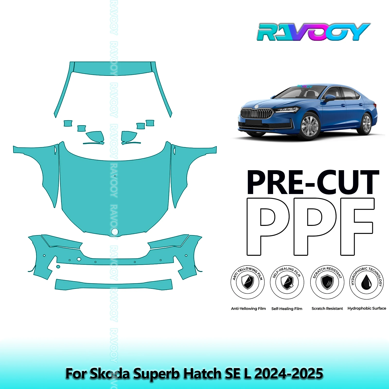 Передний комплект автомобиля, прозрачный бюстгальтер, предварительно вырезанная защитная пленка для краски PPF для Skoda Superb Hatch SE L 2024-2025 
Передний комплект автомобиля, прозрачный бюстгальтер, предварительно вырезанная защитная пленка для краски PPF для Skoda Superb Hatch SE L 2024-2025