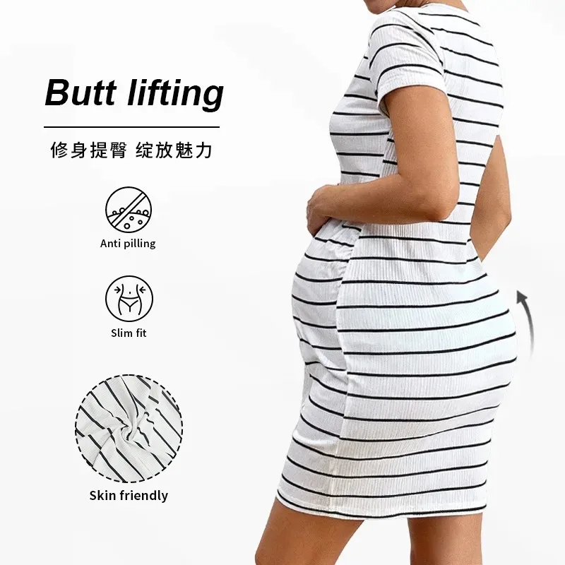 Pregnant Women Casual Dress Maternity Slim Fit Short Sleeve Striped Lacing Waist Dresses Spring Summer Pregnancy Clothing
Pregnant Women Casual Dress Maternity Slim Fit Short Sleeve Striped Lacing Waist Dresses Spring Summer Pregnancy Clothing