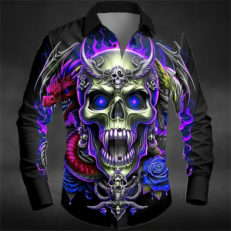 Halloween Men's Skull Hellfire Horror Shirt Dark Gothic Style Holiday Streetwear Spring Autumn Lapel 3D Printed Lapel Shirt
Halloween Men's Skull Hellfire Horror Shirt Dark Gothic Style Holiday Streetwear Spring Autumn Lapel 3D Printed Lapel Shirt