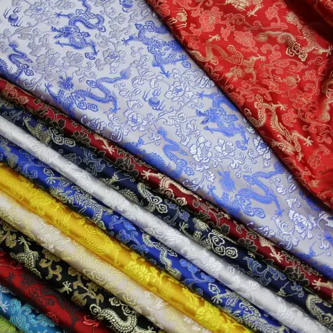 100/300cm Dragon Pattern Pattern Damask Satin Brocade Jacquard Fabric DIY Cheongsam Costume Upholstery Curtain Sewing Patchwork