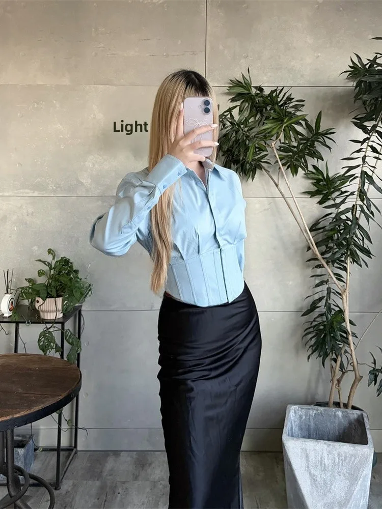 Женская блузка AO Pure Original Faion Commute Design, простой дизайн, двухцветная, с длинными рукавами, воротником и зауженной талией
Женская блузка AO Pure Original Faion Commute Design, простой дизайн, двухцветная, с длинными рукавами, воротником и зауженной талией