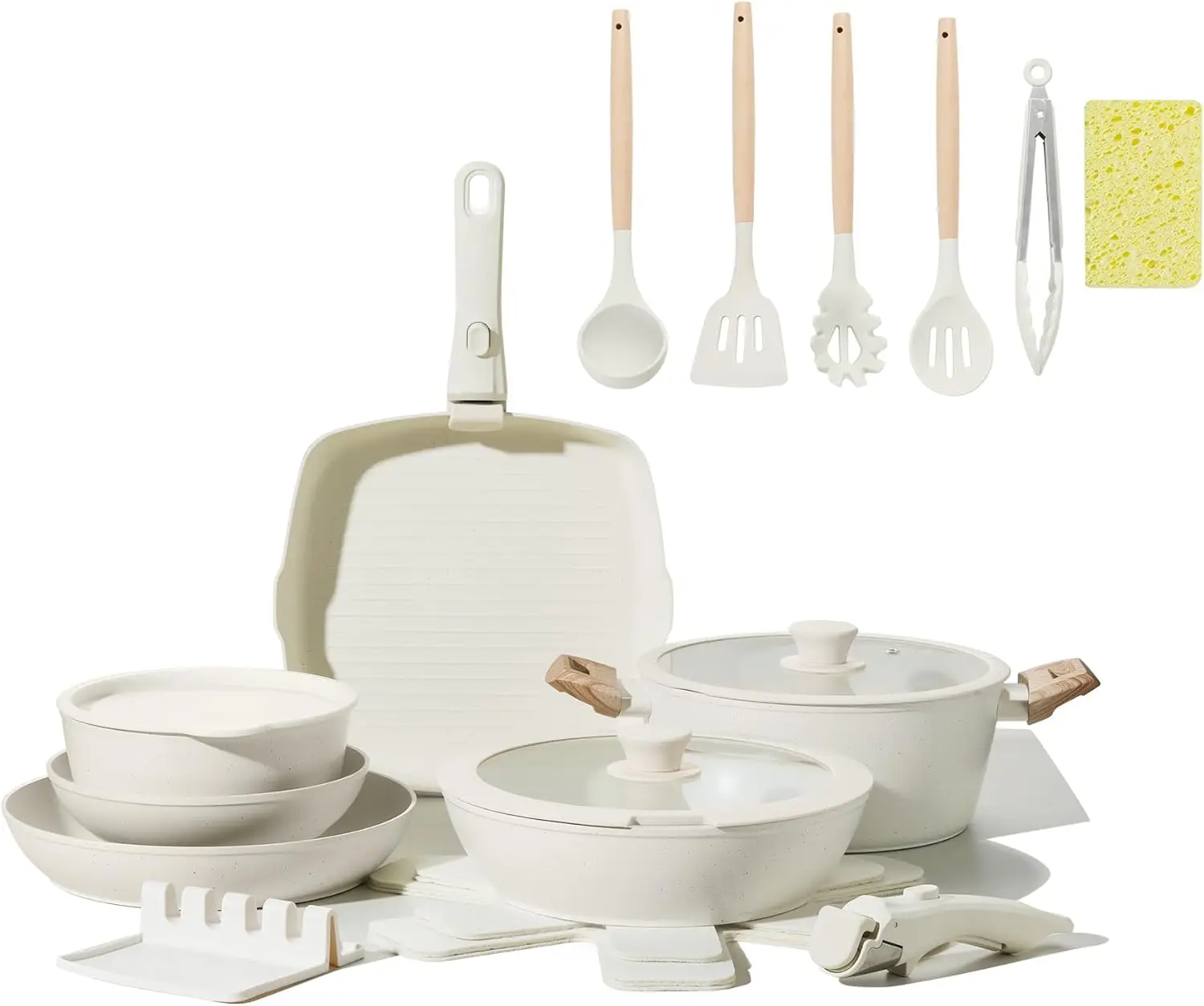 23pcs Ceramic Pots and Pans Set, Nonstick Detachable Handle Cookware, Induction Kitchen Cooking Set with Removable Handle,includ
23pcs Ceramic Pots and Pans Set, Nonstick Detachable Handle Cookware, Induction Kitchen Cooking Set with Removable Handle,includ