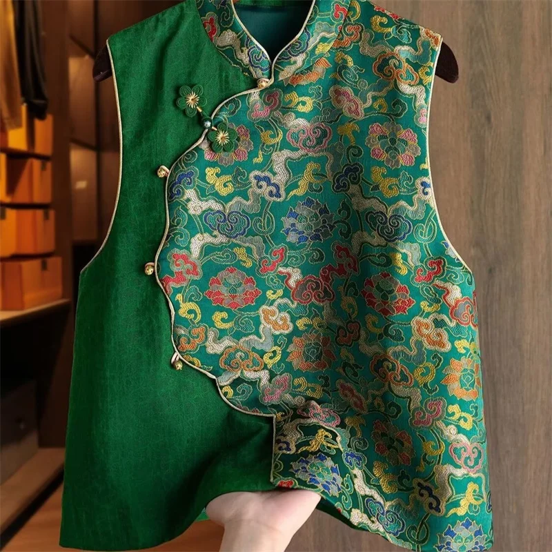 Women Coat Chinese spring and summer Jacquard Vest Coat Women Retro Contrast Stitching Super Beautiful Fashion Vest Jacket Tide
Women Coat Chinese spring and summer Jacquard Vest Coat Women Retro Contrast Stitching Super Beautiful Fashion Vest Jacket Tide