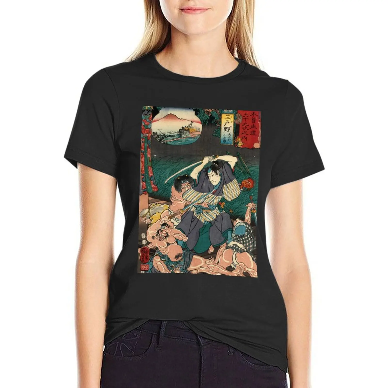 Samurai Japanese Art Print T-Shirt sweat anime clothes workout shirts for Women loose fit
Samurai Japanese Art Print T-Shirt sweat anime clothes workout shirts for Women loose fit