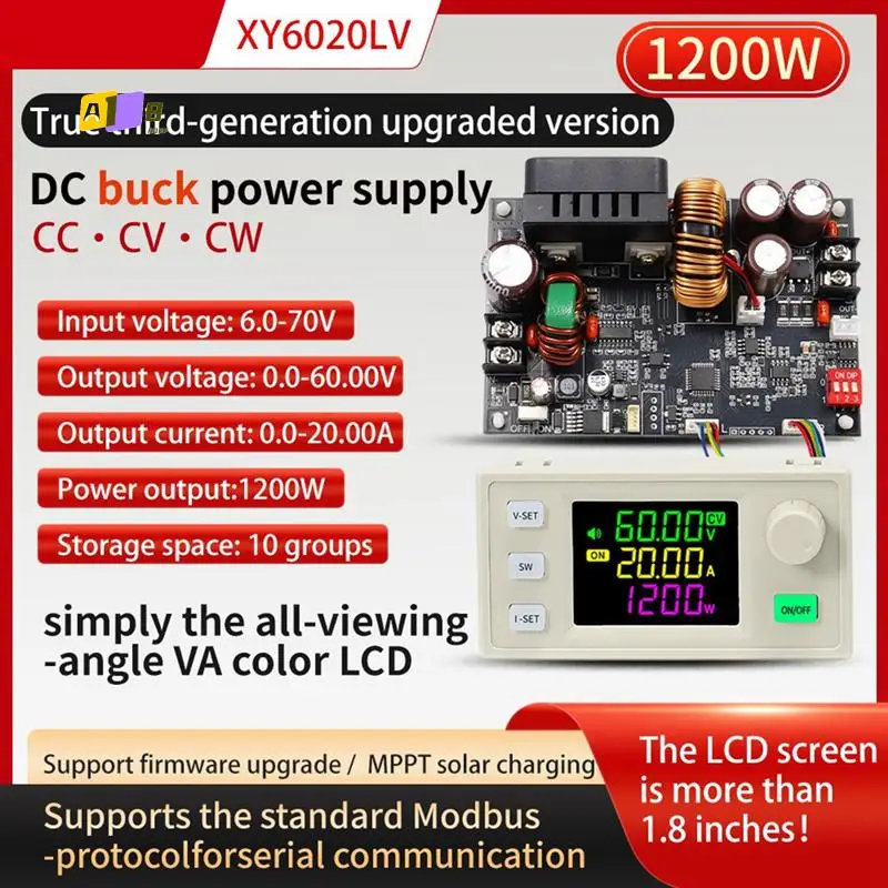 A08F-XY6020LV CNC Adjustable DC Power Supply Constant Voltage Constant Current Maintenance 20A/1200W Step-Down Module
A08F-XY6020LV CNC Adjustable DC Power Supply Constant Voltage Constant Current Maintenance 20A/1200W Step-Down Module