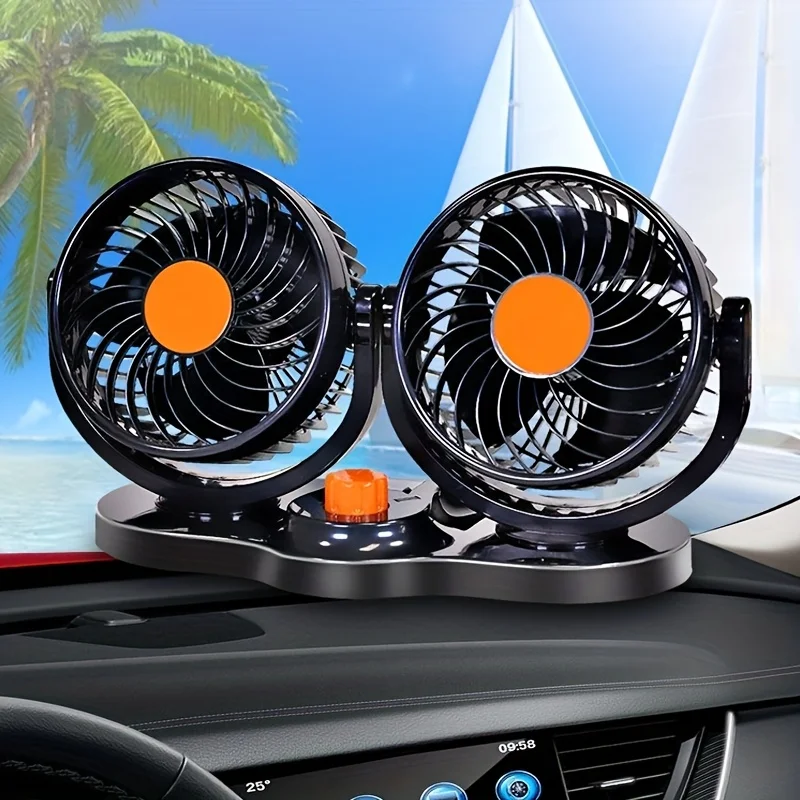 12V 24V Portable Car Fan Dual Head Cooling Fans 360° Adjustable Automobile Air Fan Pure copper motor Low Noise Vehicle Fan
12V 24V Portable Car Fan Dual Head Cooling Fans 360° Adjustable Automobile Air Fan Pure copper motor Low Noise Vehicle Fan