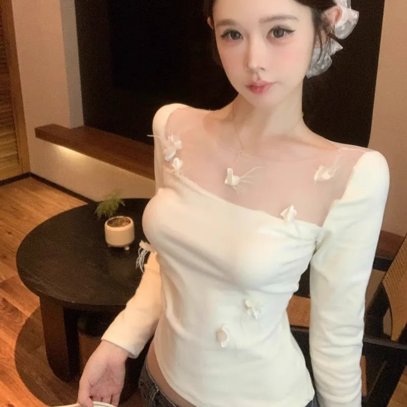 2026 New Autumn Women's Elegant Unique Heavy Feather & Mesh Splicing Top Slim Fit Long Sleeve T shirt Fashion All Ladies Blouse
2026 New Autumn Women's Elegant Unique Heavy Feather & Mesh Splicing Top Slim Fit Long Sleeve T shirt Fashion All Ladies Blouse