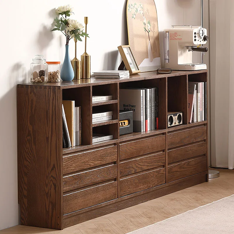 All solid wood multi-functional red oak black walnut combination bookcase shelf low living room TV wall drawer storage cabinet 
All solid wood multi-functional red oak black walnut combination bookcase shelf low living room TV wall drawer storage cabinet