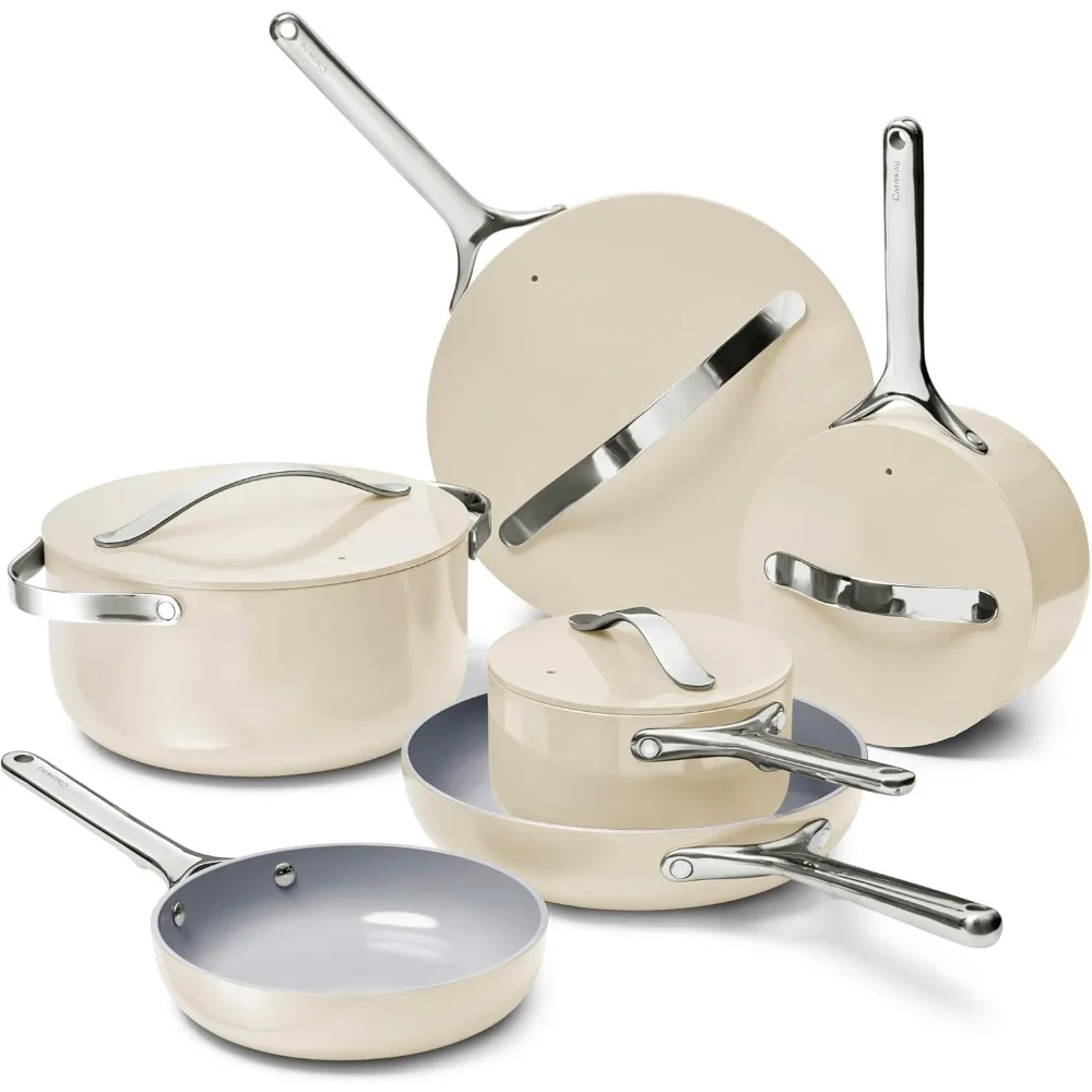 Deluxe Nonstick Ceramic Cookware Set (16 Piece) Pots, Frying Pans, Lids and Kitchen Storage, Oven Safe Ceramic Pan Set
Deluxe Nonstick Ceramic Cookware Set (16 Piece) Pots, Frying Pans, Lids and Kitchen Storage, Oven Safe Ceramic Pan Set