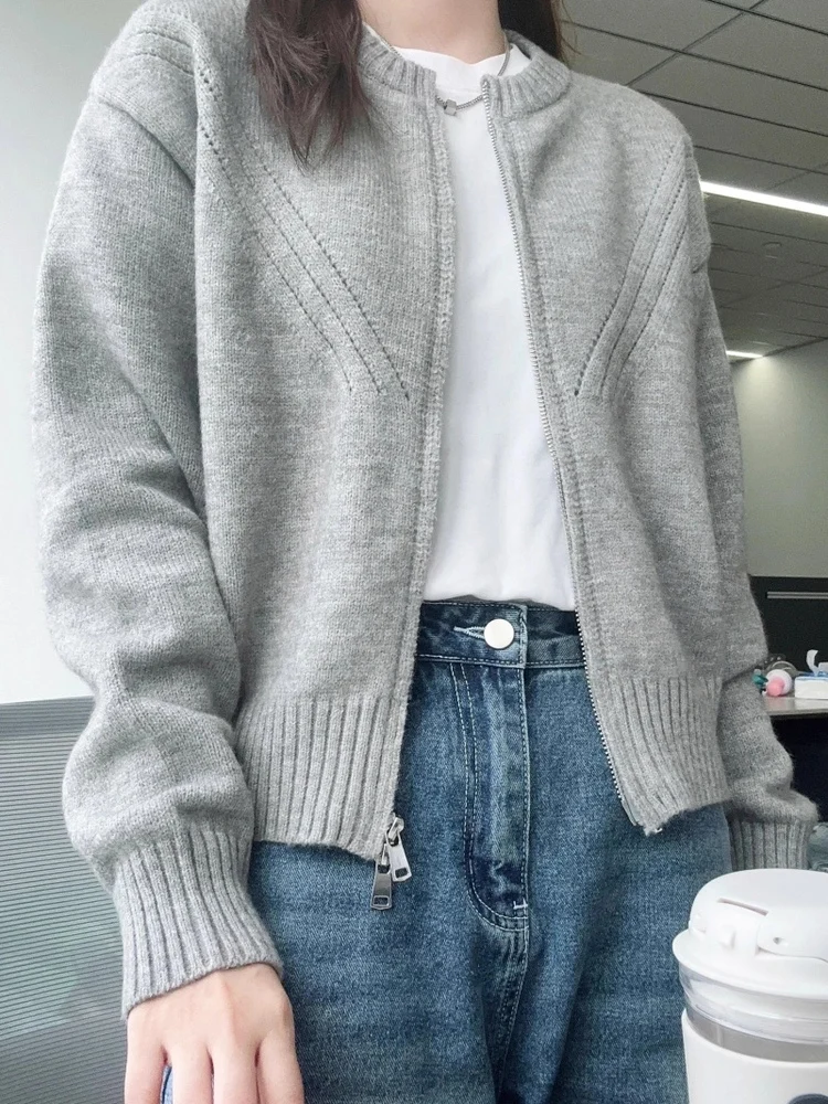 ey Slimming round Ne Zipper Knitted ort Cardigan Casual Women's Top Faionable Spring Open-irt Sle Knitwear
ey Slimming round Ne Zipper Knitted ort Cardigan Casual Women's Top Faionable Spring Open-irt Sle Knitwear