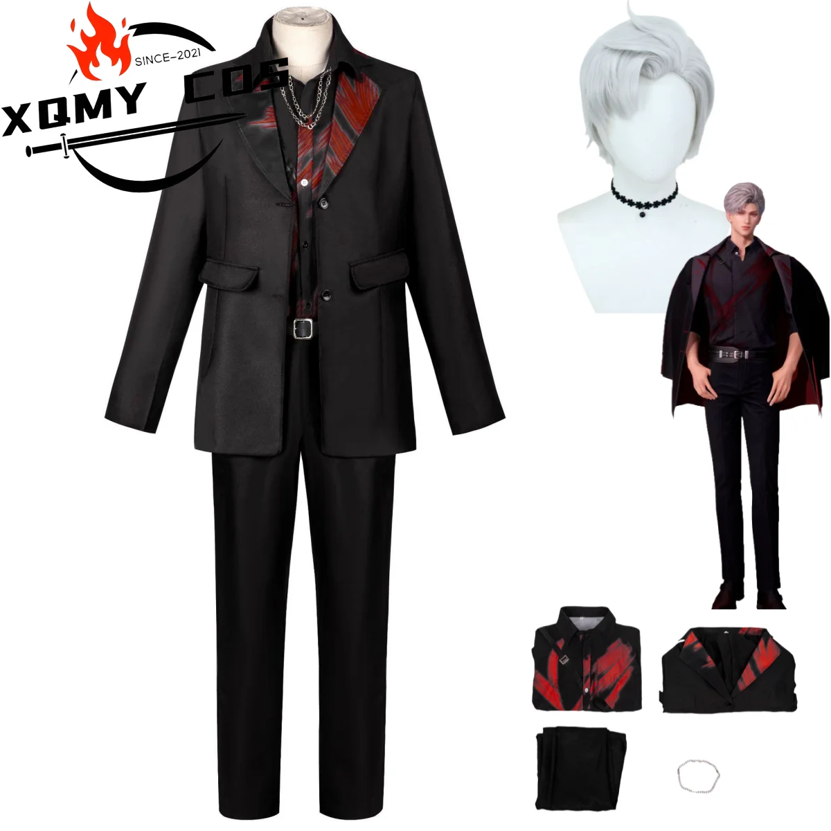 XqGame Love and Deepspace Sylus Cosplay Costume Anime Black Suit Uniform Coat Red Shirt Wig Adult Man Carnival Halloween Set
XqGame Love and Deepspace Sylus Cosplay Costume Anime Black Suit Uniform Coat Red Shirt Wig Adult Man Carnival Halloween Set