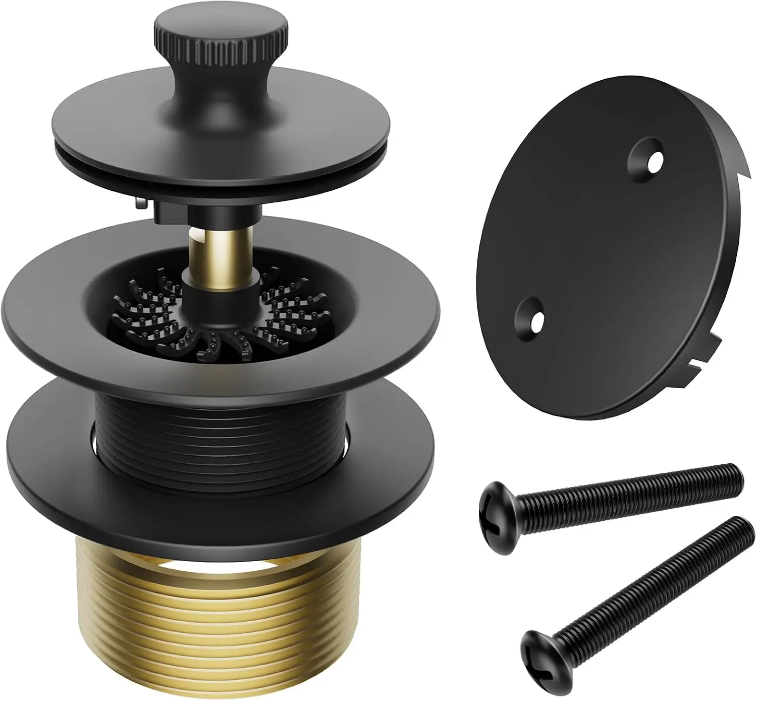 Premium Brass Lift and Turn Tub Drain Stopper with Hair Catcher, Matte Black, Universal Fit
Premium Brass Lift and Turn Tub Drain Stopper with Hair Catcher, Matte Black, Universal Fit