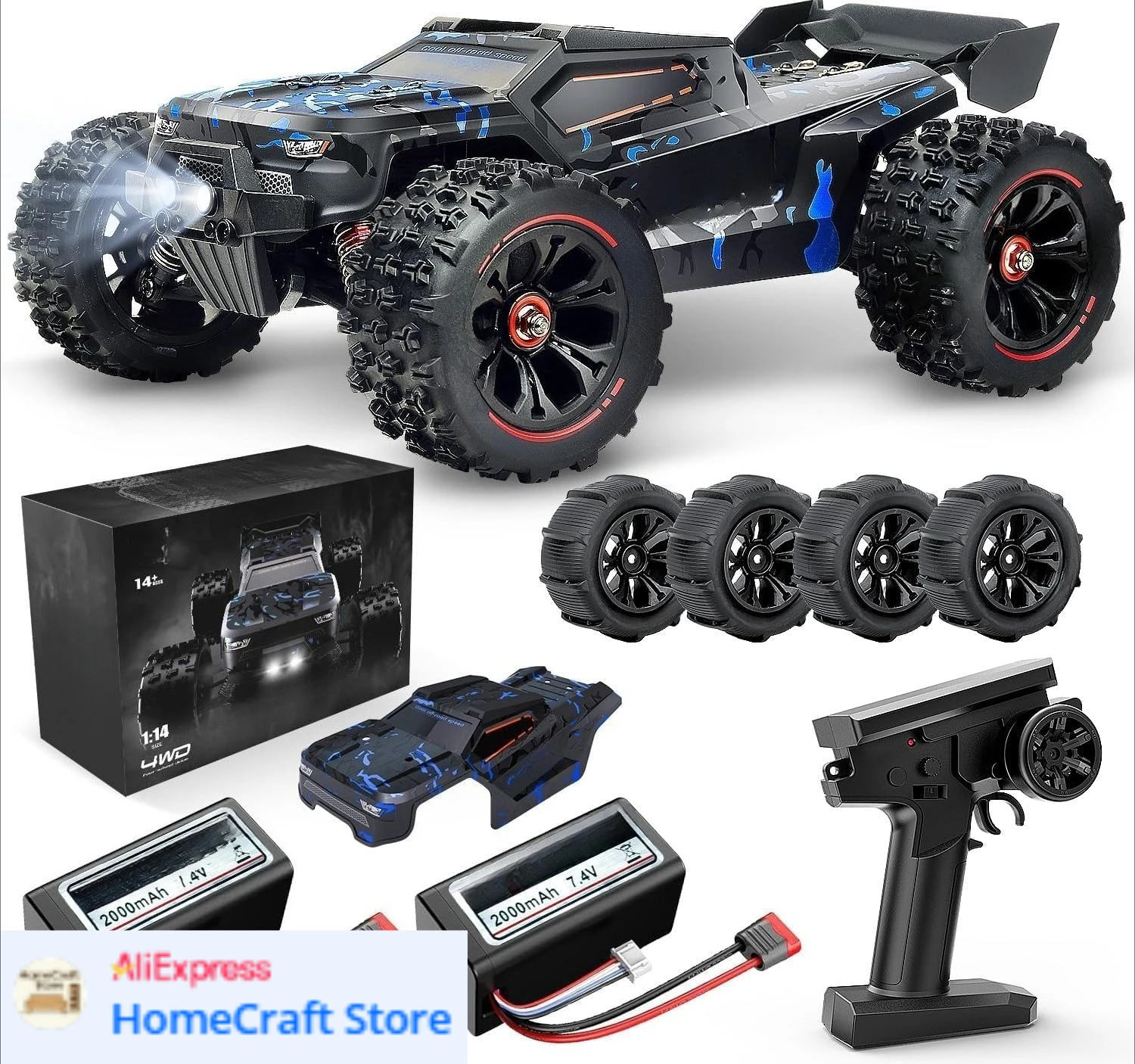 1:14 Scale RC Cars for Adults, 60KPH High Speed RC Truggy, 4X4 Off-Road Remote Control Truck, Waterproof Electric Car 2S Battery
1:14 Scale RC Cars for Adults, 60KPH High Speed RC Truggy, 4X4 Off-Road Remote Control Truck, Waterproof Electric Car 2S Battery
