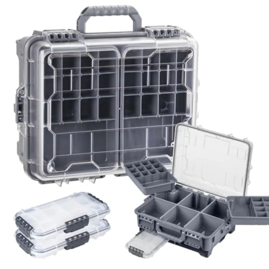 Waterproof Tackle Box Portable Fishing and Tackle Storage Box with Two 3500 Stowaway Boxes and Removable Dividers Tackle Box Th
Waterproof Tackle Box Portable Fishing and Tackle Storage Box with Two 3500 Stowaway Boxes and Removable Dividers Tackle Box Th