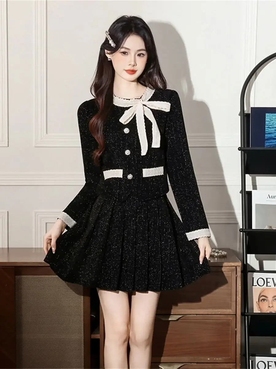 High Quality Sweet Velvet 2 Piece Sets For Women Bowknot Lace-up Jacket Coat + Plested Skirt Suits Fashion Two Piece Outfits
High Quality Sweet Velvet 2 Piece Sets For Women Bowknot Lace-up Jacket Coat + Plested Skirt Suits Fashion Two Piece Outfits