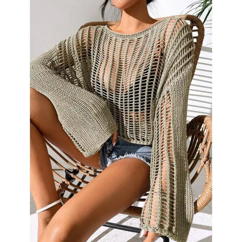 Hand Crocheted Hollow Knitted Cardigan Ultra Thin Fly Sleeve Women's One-Piece Winter Fashion Acrylic Fiber Knitwear
Hand Crocheted Hollow Knitted Cardigan Ultra Thin Fly Sleeve Women's One-Piece Winter Fashion Acrylic Fiber Knitwear
