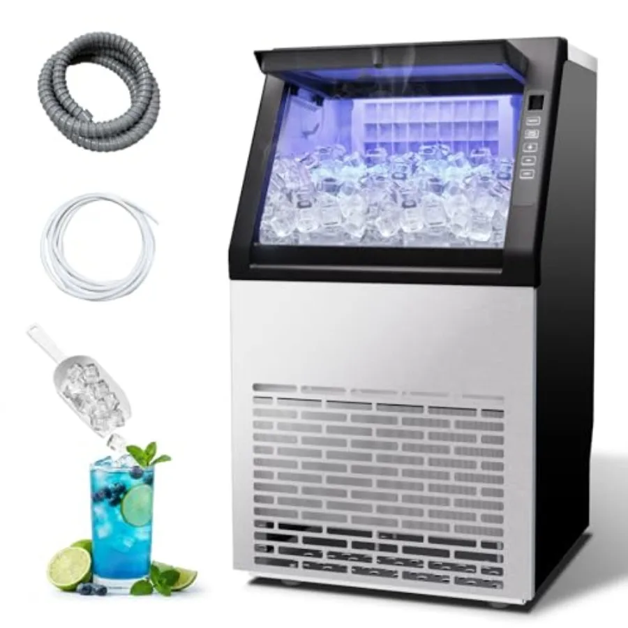 Commercial ice maker machine for bar/cafe/restaurant: stainless steel, silver, 24H production with 20-storage capacity, self-cl
Commercial ice maker machine for bar/cafe/restaurant: stainless steel, silver, 24H production with 20-storage capacity, self-cl