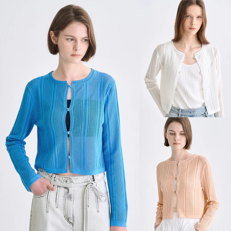 Ele Hollow out Knitted round Ne Open Cardigan Women's Faion French Sle Slim Fit Long Sve ort Length Color
Ele Hollow out Knitted round Ne Open Cardigan Women's Faion French Sle Slim Fit Long Sve ort Length Color